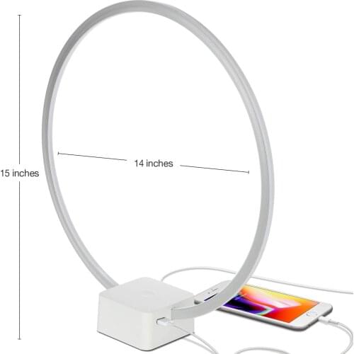 Circle LED Modern Bedroom Nightstand Lamp Super Bright Bedside Table Reading Light Great On Side & End Tables