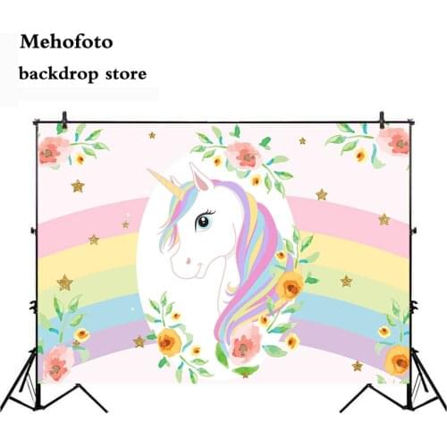 MEHOFOTO Unicorn Photography Backdrops Newborn Baby Shower Photo Background for Booth Studio Rainbow Vinyl Cloth