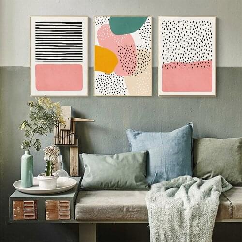 Boho Abstract Pink Century Modern Kids Wall Art Poster Canvas Painting Abstract Prints Nursery Baby Kids Room Home Decor