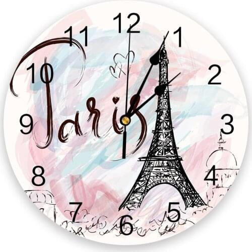 Eiffel Iron Tie Pink 3D Wall Clock Modern Design Living Room Decoration Kitchen Clock Art Wall Watch Home Decor