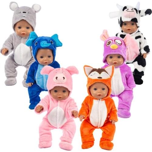 Reborn Doll Clothes Pink Pig/Fox/Mouse/Elephant/Woodpecker Romper Doll Clothes Baby Newborn Doll Accessories Kid Holiday Gifts