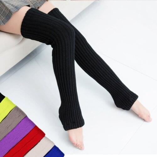 Solid Cool Long Knit Women Socks 2021 Winter Lady Basic High-length Warm Slim Stretch Knitted Hole Leg-warmers Hip-hop 9 Colors