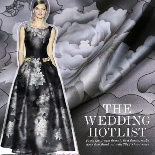 Peony flowers printed stretch satin silk fabric soft clothing cheongsam bedding satin silk fabric chinese silk fabric silk cloth