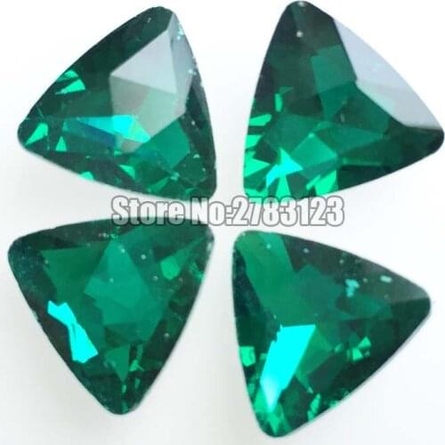 Factory sales Malachite green Triangle AAA Glass Crystal pointback rhinestones,Mobile phone/nail art/diy/ accessories