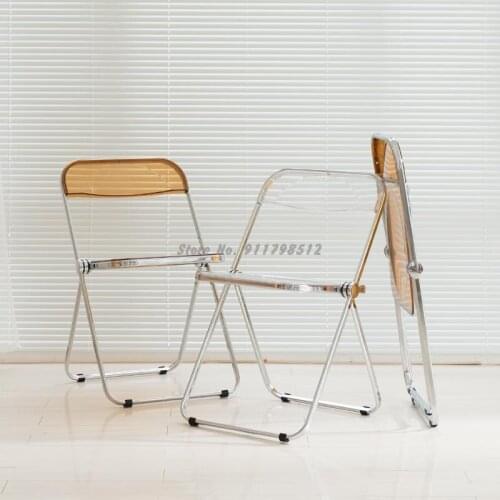 Transparent chair simple plastic crystal backrest net red stool makeup chair acrylic ins Nordic folding dining chair