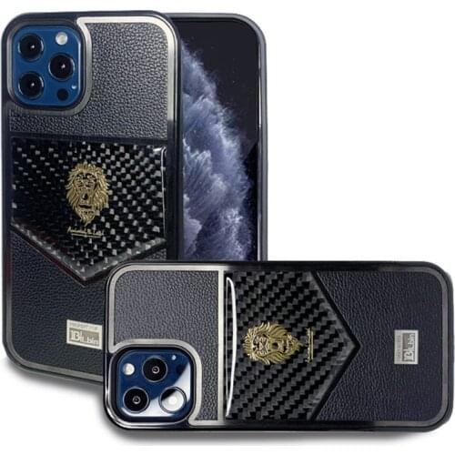 Luxury Carbon Fiber Leather Splicing Case for iPhone 12 Pro Max 11 11Pro 12Mini Gloosy Gold Gorilla Grain Armor Back Cover