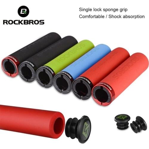 1 Pair Bike Handlebar Grips Anti-slip Single Lock MTB Grips Shock Absorption Sponge Bicycle Grip Road Mountain Cycling Parts