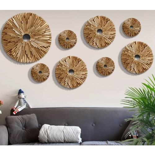 Modern Creative Luxury Wall Hanging Resin Round Decoration Crafts Home Wall TV background Wall Stereo 3D Pendant Murals Ornament
