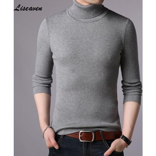 Liseaven Men Turtleneck Sweaters Warm Winter Casual Pullovers Pull Homme Sweater Mens Clothing