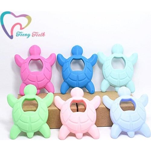 Teeny Teeth 10 PCS BPA Free Safe Silicone Turtle Baby Shower Pacifier Dummy Teething Chewable Pendant Nursing DIY Jewelry Toy