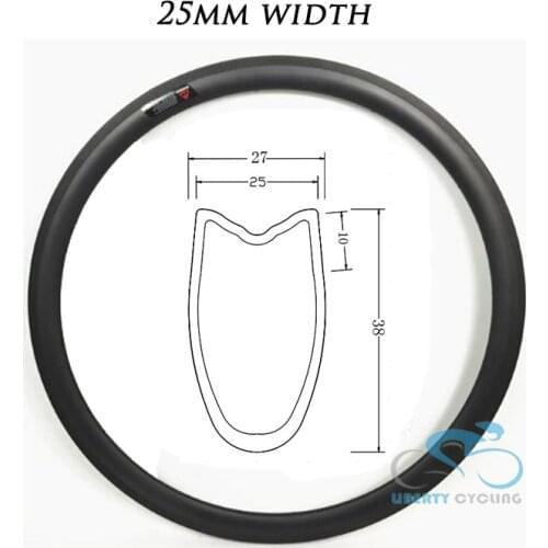 1 piece U Shape 38mm 50mm 60mm 88mm 700c Carbon Road Tubular Bicycle Wheel Rims Bike Rim, 25mm Width