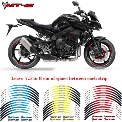 High quality motorcycle front&Rear Edge Outer Rim Sticker 17inch Wheel stripes Reflective waterproof Decals For YAMAHA MT-10