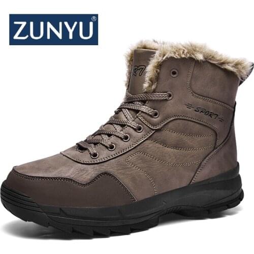 ZUNYU New Winter Men Non-slip Working Boots Plush Keep Warm Waterproof Plus Fur Snow Boots Men Sneakers Shoes Big Size 39-48
