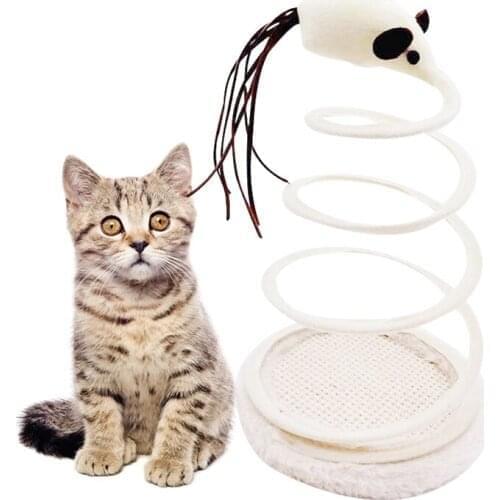 1Pcs Creative Scratch Cat Toys Cat Teaser Toy Interactive Cat Mouse Toy Cat Plush Toy With Spiral Spring Plate Kitty Accessories