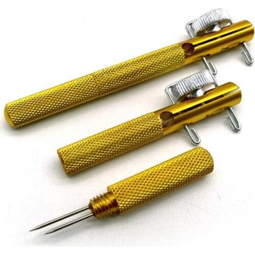 1pc Aluminum Alloy Metal Manual Fishing Hook Tier Double-Headed Needle Gold Fishing Line Fishhook Tie Device Fishing Accessories