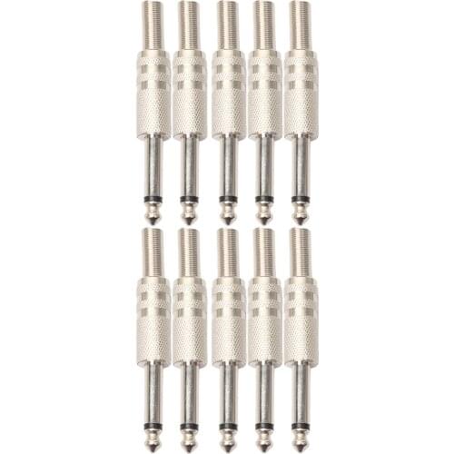 10pcs Dropship 1/4 " Mono Audio Jack 6.35mm Male Mono Audio Cable Connector Plug