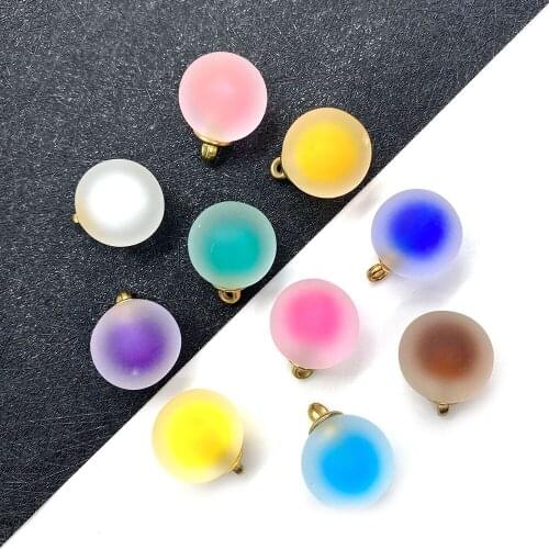 10pcs/pack Acrylic Ball Pendant Colored Frosted Bead Ornaments DIY Jewelry Making Necklace and Earrings Accessories Size 16mm