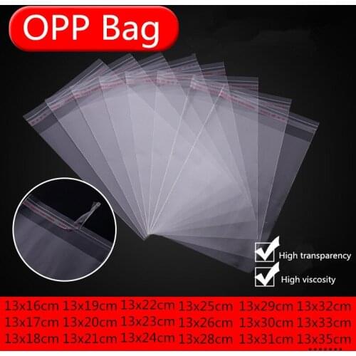 100 transparent self-adhesive cellophane bags, reusable small plastic bags for candy packaging