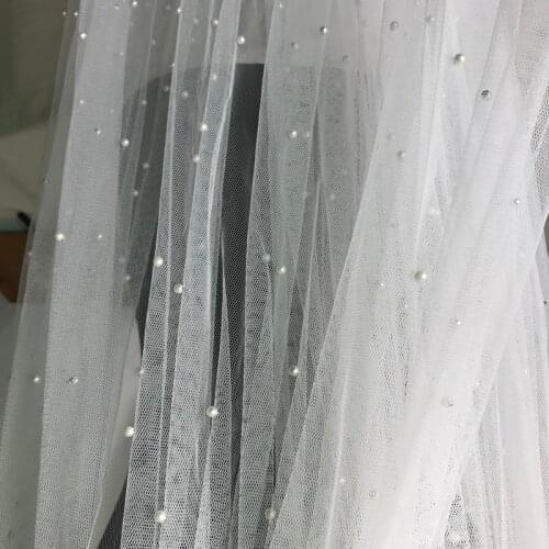 150cm white pearls Wedding bridal Dress Applique DIY Bridal Headdress scarf veil Fabric Patch curtain free shipping