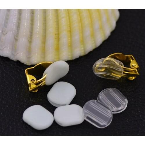 SEA MEW 20 PCS Transparent White Silicone Anti-pain Pad Ear Clip Pad For Earring Accessories 10.2mm 14mm