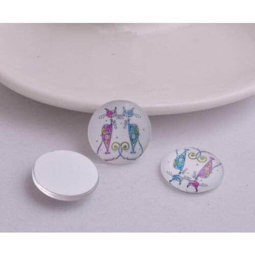 30pcs Mixed Couple Cats Cabochons Round Lovers cat Cobochon 14mm 18mm 20mm