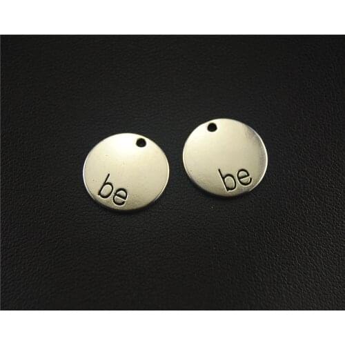 30pcs Silver Color letter be Round Charm DIY Necklace Bracelet Bangle Findings 13mm A1516
