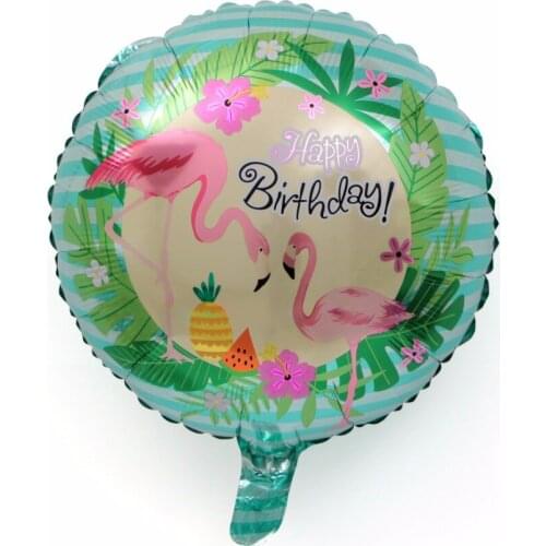 5pcs 18inch Hawaii Flamingo Round Aluminum Foil balloon Tropical pineapple Happy birthday helium globos for wedding party Decor