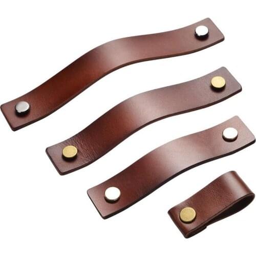 5"Modern simple bookcase handle 6.3"European shoe ark drawer leather pulls 7.5"Dresser brown pulls handle Cupboard closet handle