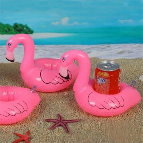 6x Flamingo Drink can Holder Inflatable Pool beach blow up Floating Toy Party