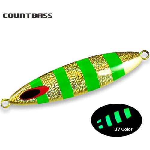 80g 2.8oz Countbass Jigging Lures, Willow Slow Jigs, Saltwater Metal Lead Jigging Lures UV Colors available