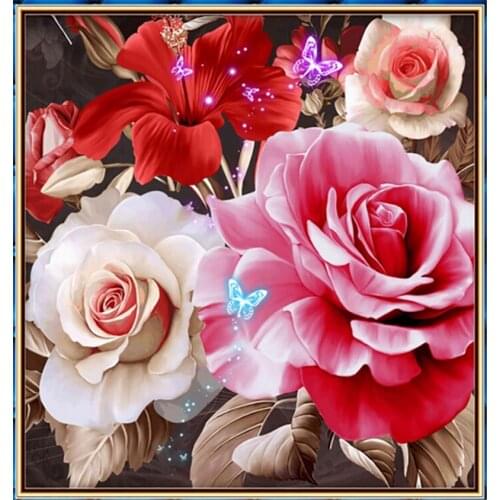 New Needlework Resin Diamond Embroidery flowers Diy Diamond Painting Rhinestones Full cube Drill Diamond