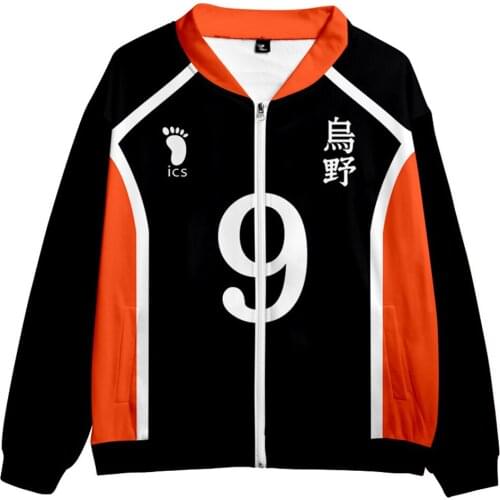 Anime Haikyuu Tobio Kageyama Karasuno High School 3D Printed Cosplay Zip Up Coat Jacket Adult