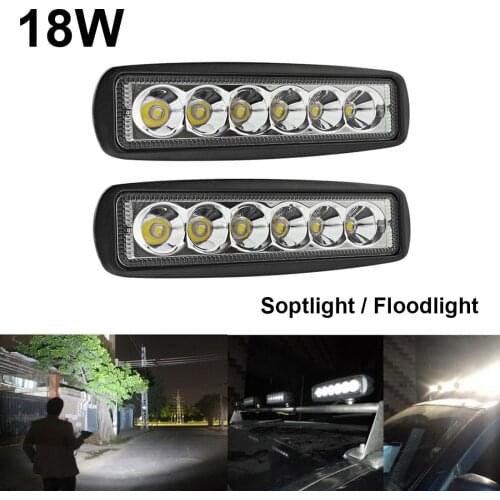 2 x 18W 6 LED Wrok Light led bar LED lightbar for Truck Tractor SUV 4x4 Car Led Headlights Lighting Spot flood working bar