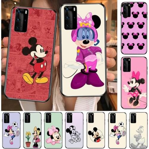 Cartoon Mickey Mouse Minnie Phone Case For Huawei P40 p30 P20 10 9 8 Lite E Pro Plus Black Etui Coque Painting Hoesjes comic fas