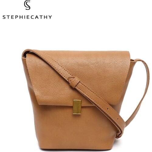 SC Designer Vintage Cowhide Crossbody Bag For Women Brand Casual Daily Flap Bucket Female Genuine Leather Shoulder Handbag Purse