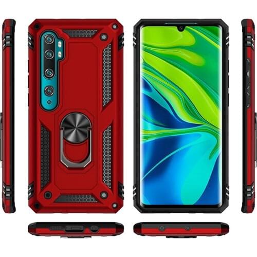 For Xiaomi Mi Note 10 Hard PC + Soft TPU Shockproof Back Cover Case For Xiaomi Mi Note 10 Pro Stand Ring Case