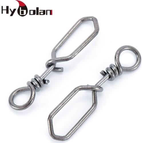 HYBOLAN 50pcs Fishing Connector Hooked Snap pin Stainless Steel Accessories For Fish hook Lure Carp Quick Clips Fastach tackle