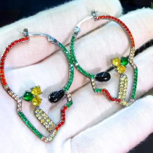 JIMBORA Luxury Noble Shiny Skull Pendant Earrings For Women Wedding Cubic Zircon CZ Engagement Party earrings for women 2021