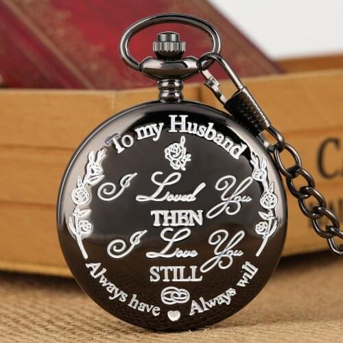 Antique Bronze To My Husband Pocket Watch Customized Case Pendant Chain Clock Xmas Gift To Husband Dad Montre Homme Reloj Hombre