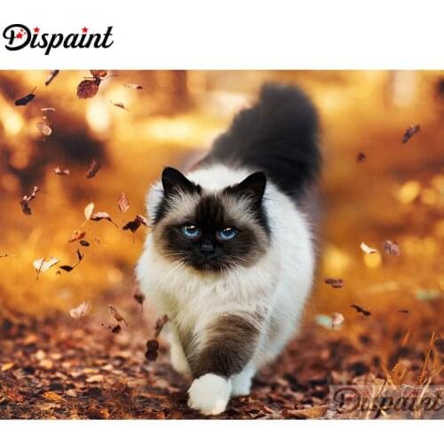 Dispaint Full Square/Round Drill 5D DIY Diamond Painting "Animal cat" Embroidery Cross Stitch 3D Home Decor A11993