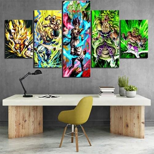 5 Piece Wall Art Canvas Paintings Anime Manga Dragon Image Posters Prints Modern Wall Decor Pictures Living Room Decoration