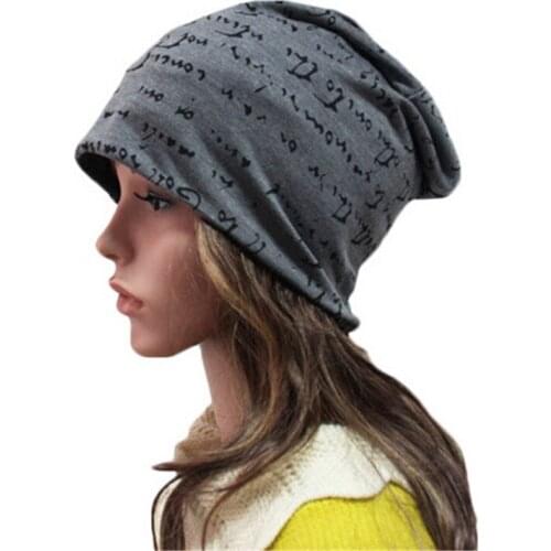 CUHAKCI Turban Cap Female Skullies Casual Thin Beanie Hat Letter Hat Unisex Hip-Hop Hats Men Headwear Cotton Beanies