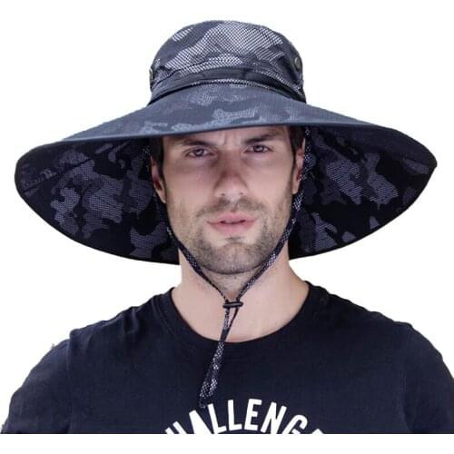 Sun hat male summer camouflage outdoor Visor Cap travel sunscreen hiking hat male breathable big eaves fisherman hat fishing hat