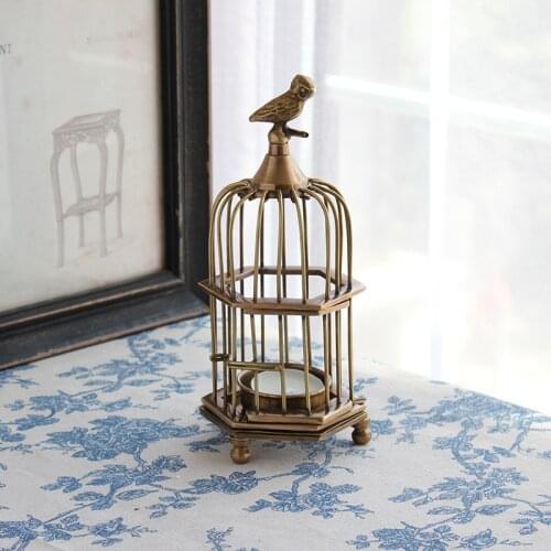 Brass Birdcage Candle Holder Home Decoration Accessories Tabletop Candlestick Nordic Vintage Decor Metal Candlestick Ornaments