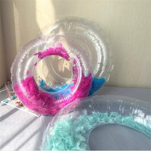 Summer Beach Feather Swimming Ring Children Adult Thicken Inflatable Swimming Pool Floating Ring Water Sports PVC Mat