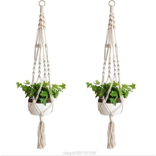 Macrame Plant Hangers Indoor Outdoor Flower Hanging Basket Hemp Rope 4 Legs New J29 21 Dropship