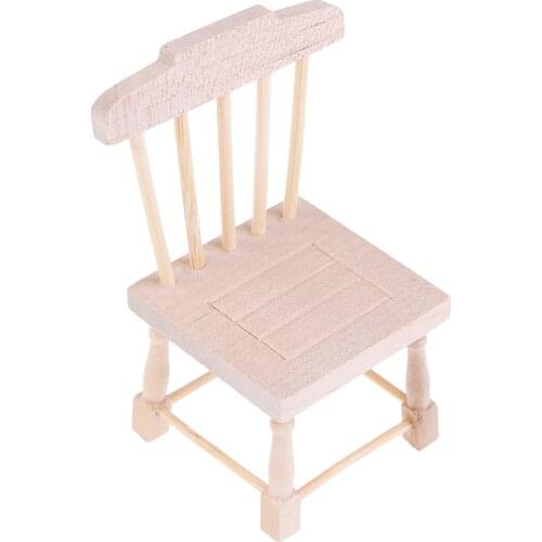 1:12 Dollhouse Miniature Doll Furniture Chic Brown Wooden Dining Chair Stool