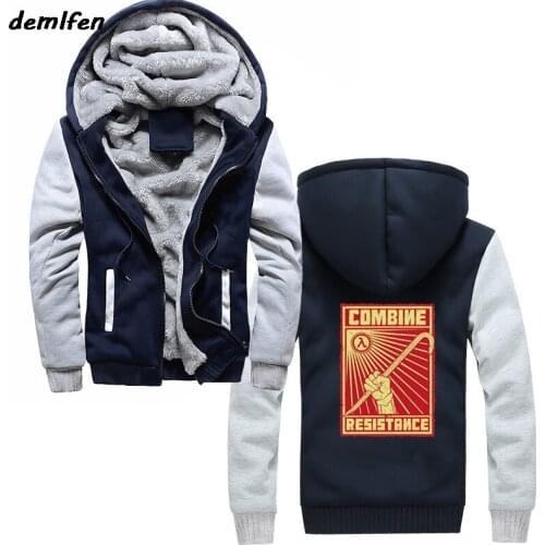 Winter Fashion Half Life 3 Sweatshirt Men Thicken Printed Hoodie Mens Clothing Casual Male Hoody Zipper Jacket Tops