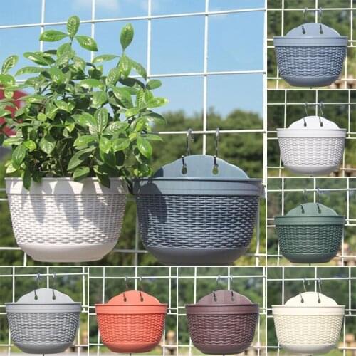 Semicircular Plant Pots Set Indoor Hanging Planter Creative Resin Rattan Succulents Flower Pot Wall Decor Container Home Garden