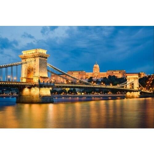 Custom Houses Rivers Bridges Night Street lights Cities photo mural wallpaper,living room tv sofa wall bedroom papel de parede